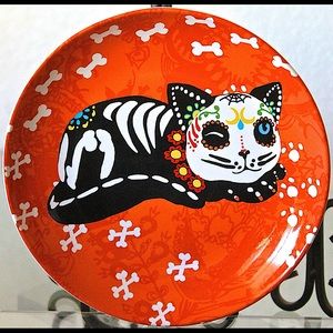 222 FIFTH SKELETON PET SALAD PLATE CAT 8 IN